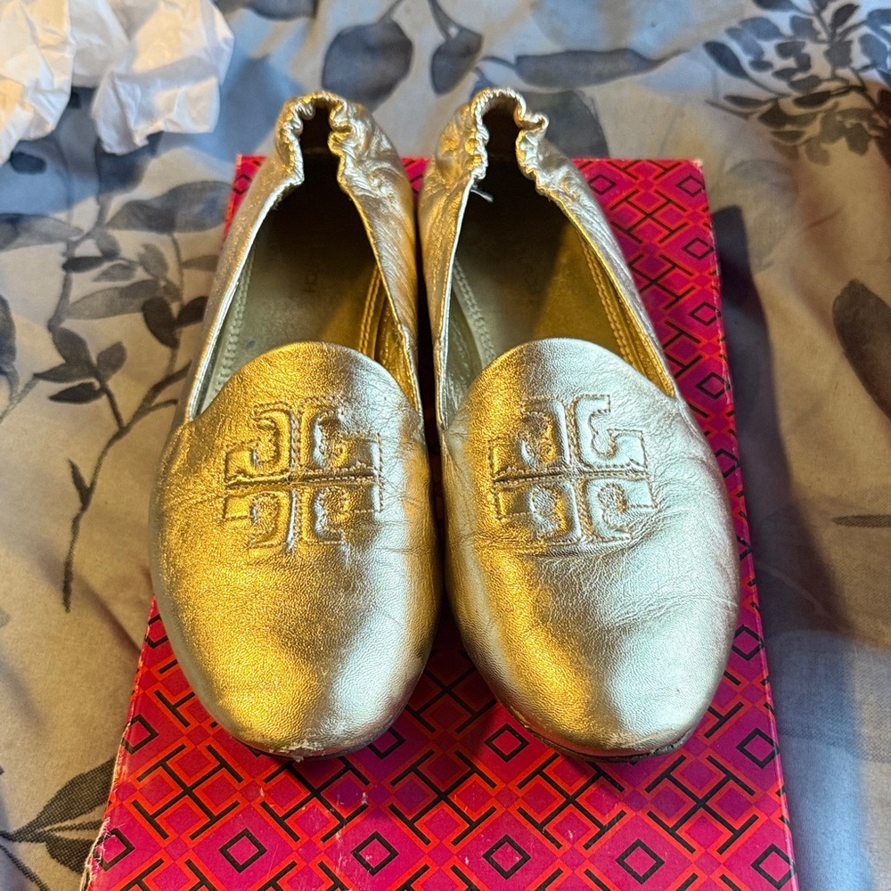 Tory Burch Gold Flats